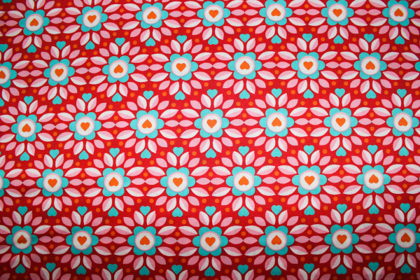 Baumwollstoff Fall Flower rot  (10 cm)